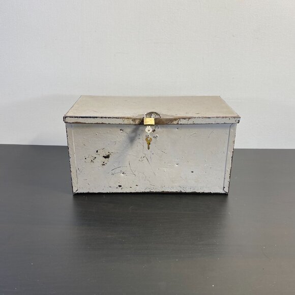 Heavy Duty Metal Box Tool Box, White Metal Storage Box, Cash Box with lock. - Picture 3 of 10